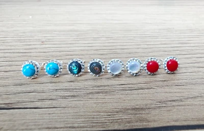 925 Sterling Silver - Round Shaped  Stud Earrings with Cubic Zirconia Studs  SP4 - Image 1 of 3