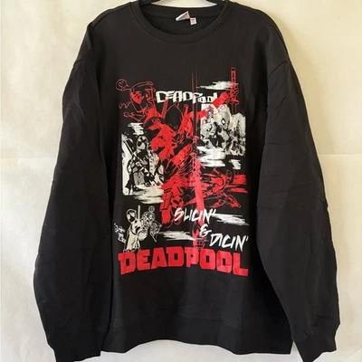 Sudadera Marvel Deadpool Slicin’ & Dicin’ Gráfica 2XL Negra Nueva con Etiquetas Cómic Cuello Redondo Foto 1 de 4