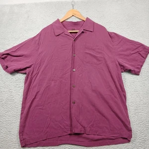 Tommy Bahama Men's XL 100% Silk Short Sleeve Button Front Shirt Purple - Picture 1 of 6