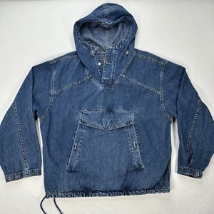 Vintage Gap Denim Anorak Pullover Hoodie Jacket Mens S Oversized 90s RARE - Picture 1 of 17