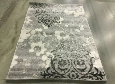 SILVER / IVORY 4' X 6' Back Stain Rug, Reduce price 1172644737 ADR114B-4 - Image 1 of 4