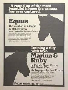 Libros de caballos Equus de Vavra - Marina y rubí de Fusco anuncio impreso vintage 1977 - Imagen 1 de 4