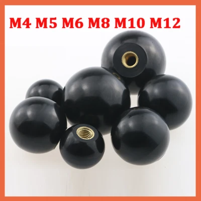 Ball Shaped Hnadle Knobs M4 M5 M6 M8 M10 M12 Thread Clamping Nuts Plastic Black - Image 1 of 4