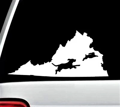 Virginia Beagle Chasing Rabbit Decal Sticker Car Truck SUV Gun Hunting BG854 - Image 1 of 4