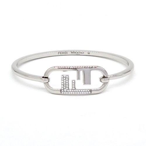 FENDI 8AH359 O Lock Bracciale Braccialetto Argento