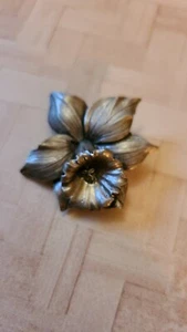 VTG Seagull Pewter Brooch Pin Daffodil Flower Signed JP 296 - Picture 1 of 3