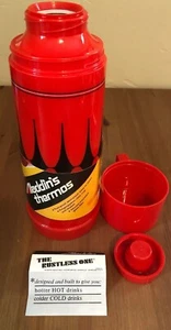 Vtg Aladdin Thermos 243 One Quart Red Black MCM New Mint USA - Picture 1 of 10