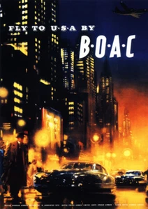 1960's Fly To USA By BOAC - Travel Advertising Poster - Picture 1 of 1