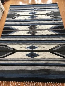Southwest Native Aztec Design woven Rug Blanket Fringe 92" x 62.5" - Picture 1 of 10