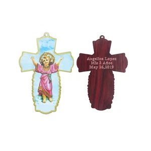 Divine Child Wooden Wall Crucifix (12 PCS) Baptism Mis 3 Años  laser engraving - Picture 1 of 5