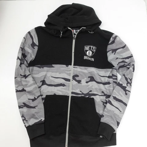 Brooklyn Nets Zip Front Hooded Jacket Men's Size S Camouflage Cover