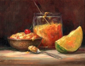 One of a kind painting. Original. Still life with mango. artist V. Shurganov - Picture 1 of 4