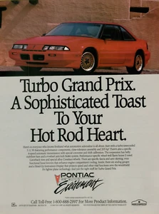 1990 Pontiac Turbo Grand Prix 205hp V6 Sports Coupe Red Photo VINTAGE PRINT AD - Picture 1 of 2