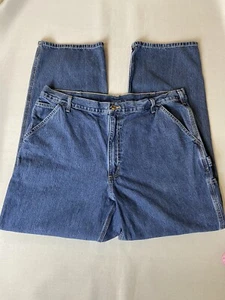 Carhartt Carpenter Jeans Men Size 42X34  Blue  100 % Cotton Farm Core Work - Picture 1 of 8