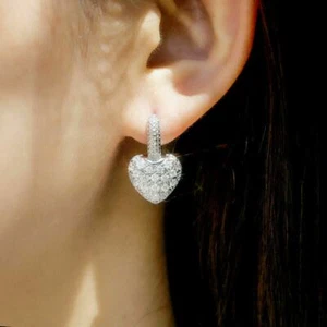 Orecchini pendenti argento cuore grazioso donna matrimonio ragazza cubic regalo natale - Foto 1 di 6