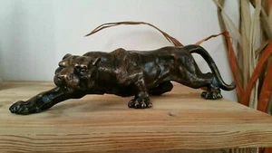  Figur Panther Eisen Löwe Tiger Puma Jaguar Statue Skulptur Bronze Türstopper - Bild 1 von 3