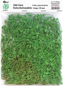 1000 Mini Sicherheitsnadeln grün klein ca. 28 mm, Sicherheits- Nadeln, 3162-gr - Bild 1 von 2