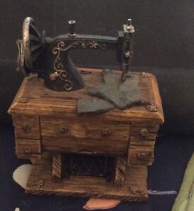 Vintage Sewing Machine Trinket Box By S.S Saran.  Very Good Condition