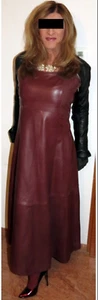 Designer Abend Lederkleid, "crazy outfits" bordeaux, Gr. M, Made in Italy - Bild 1 von 4