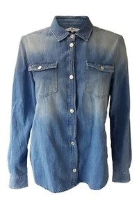 7 SEVEN FOR ALL MANKIND Denim Blue Button Front Shirt (M UK 10-12) - Picture 1 of 3