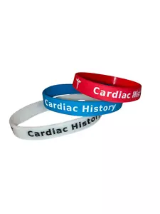 3x Cardiac History Wristbands Medical Awareness Alert Bracelet Heart Disease - Picture 1 of 4
