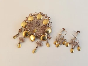 Juego de broches y pendientes vintage noruegos Solje plata esterlina atornillados - Imagen 1 de 10