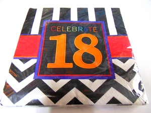 18th Birthday Napkins Pack 16 Paper Napkins 2 Ply Serviettes - Celebrate 18th - Picture 1 of 2