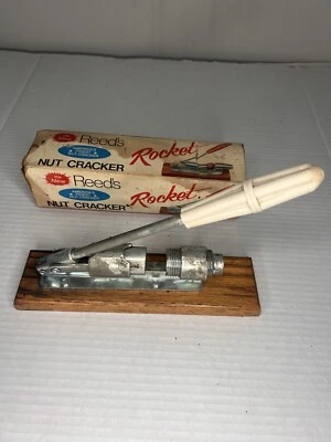 Reed's Nut Cracker, Rocket Model 800 Manual Nut Cracker Wooden Base Vintage 9" - Image 1 of 4