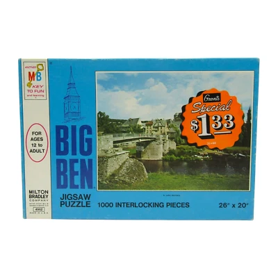 Винтажный 1973 Milton Bradley Биг Бен 1000 шт. Пазл Лан Германия ЗАПЕЧАТАННЫЙ - Изображение 1 из 4
