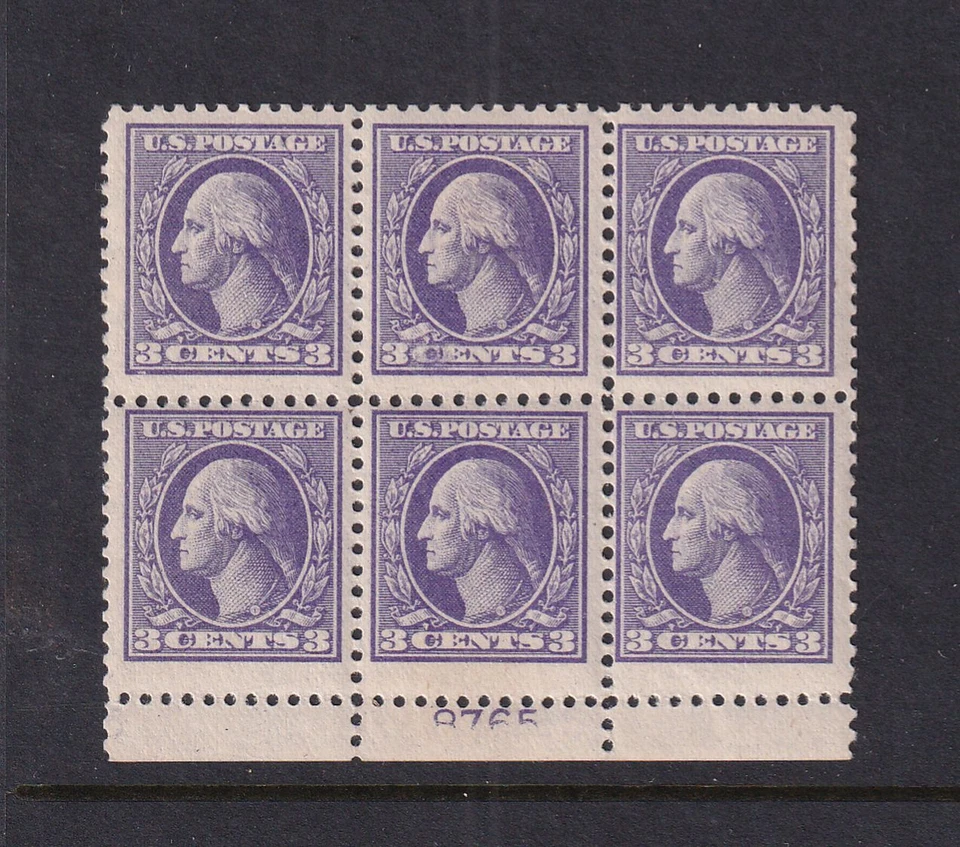 1918 Washington 3c Sc 530 MNH with original gum, Type IV, plate block of 6 (DL - Image 1 of 1