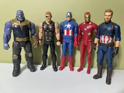Лот из 5 фигурок Marvel 12 дюймов Танос, Железный человек, Тор и Капитан Америка - Изображение 1 из 4