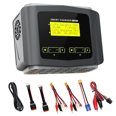 LiPo Battery Charger Dual RC Charger Discharger Large Screen 10Amp Fast Charging - Image 1 of 4