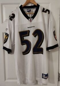 Ray Lewis 52 Baltimore Ravens NFL Authentic Stitched White Reebok Jersey Size XL