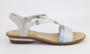 Rieker Frühjahr Sommer Womens Slingback Sandals Slip On Silver Blue UK6.5