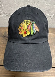 OTS NHL Hockey Chicago Blackhawks Adjustable Black Cap Hat One Size Fits Most - Picture 1 of 22
