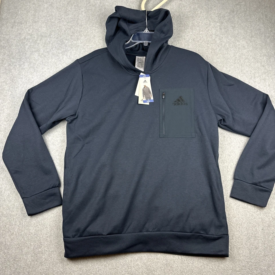 Adidas Men's Regular Fit Kangaroo Pocket Hoodie Blue Size L
