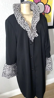 PAMELA MCCOY ABRIGO NEGRO CON CUELLO TRANSPARENTE Y PUÑOS BOTONES ESTRÁS 2X NUEVO CON ETIQUETAS pc/ Foto 1 de 4