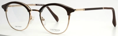 GOLD + WOOD Chelsea 02.03 Gold Brown Unisex Round Eyeglasses 48-20-145 B:42 - Image 1 of 4