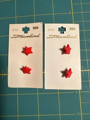 Lot Vintage Streamline Red Star 1/2” Buttons 4 Total K402 - Image 1 of 4