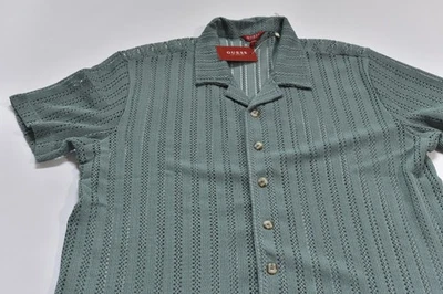 Guess Men's Woven Casual Button Up Shirt - Size L - Aqua Green Blue - Image 1 of 3