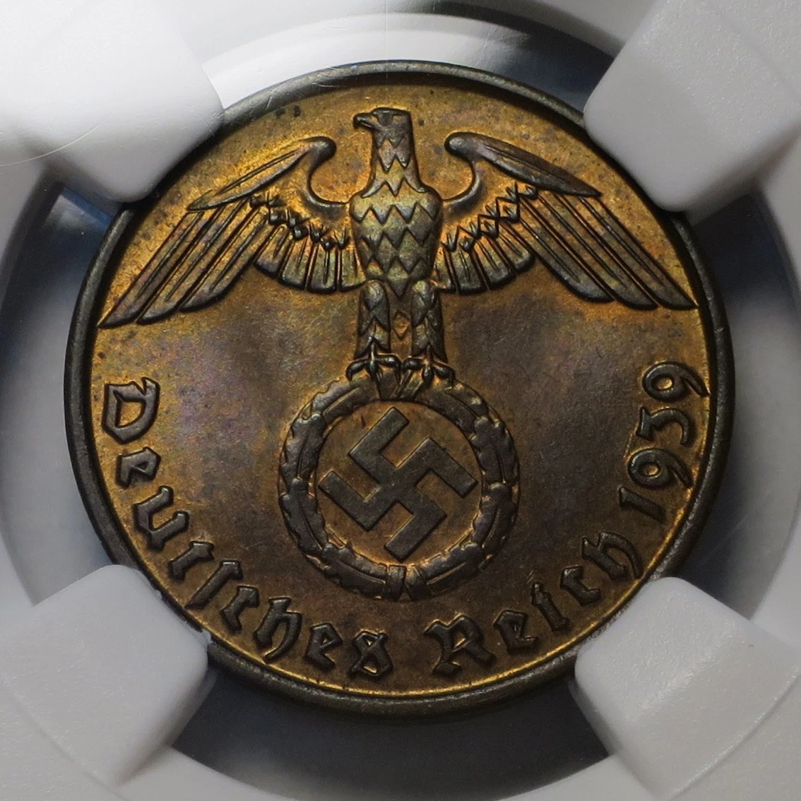 2 Reichspfennig Münze 1939 Mit Reichsadler – Deutsches Reich, Bronze, Sehr Schöner Zustand, Sammlerstück