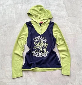 00s Lion Wild Things British Hysteric Glamour Style Button Hoodie Long Sleeve - Picture 1 of 9