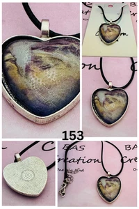 One of a kind Hand-Painted Fluid Art Heart Cabochon Necklace - Picture 1 of 6