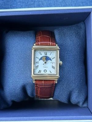 1 DAY SHIP  || Noah X Timex Moon Phase Watch | Brown/Gold | Leather Strap | 2025 - Image 1 of 4