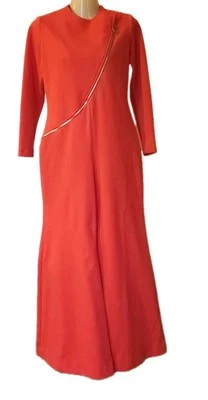 Mono Naranja Años 70 Pierna Ancha Cremallera Frontal Acto I Foto 1 de 4