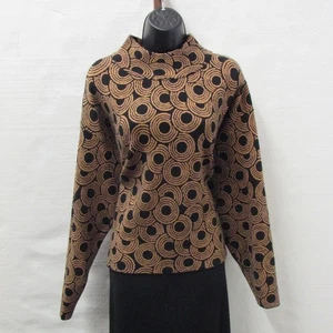 Maeve by Anthropologie Mockneck Sweater Geo Print Pull Over Box Cut Size M - Picture 1 of 4