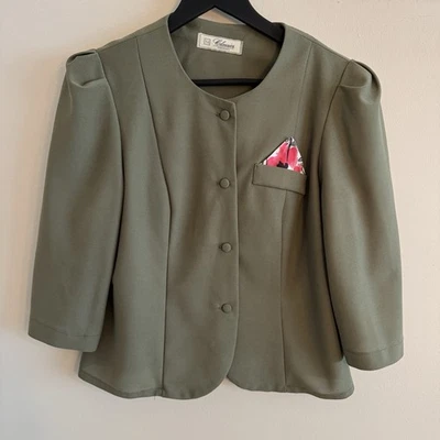 CLASSICS DEBENHAMS Green SIZE 14 UK 3/4 Sleeve Blouse Smart - Image 1 of 4