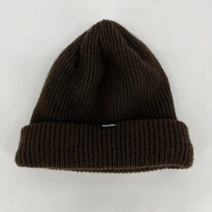 Volcom Knit Beanie Adult One Size Brown Fleece Lined Winter Cap - Picture 1 of 8