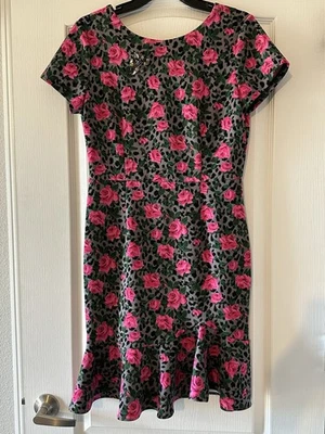Vestido Betsey Johnson Rosa Floral Leopardo Vintage Estilo Retro Para Mujer 8 Foto 1 de 4