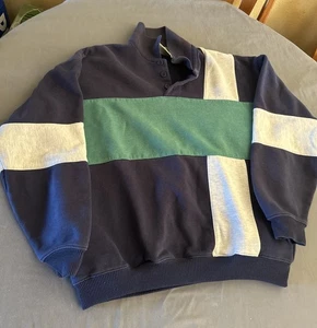 Vintage Claybrooke Sweatshirt - Gr. M - Polo Rugby Kragen - Colorblock breite Streifen - Bild 1 von 11